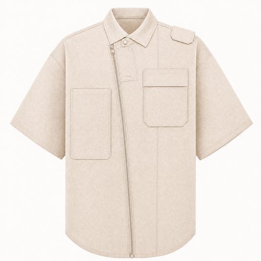 ASYMMETRICAL ZIP COLLAR SHIRT